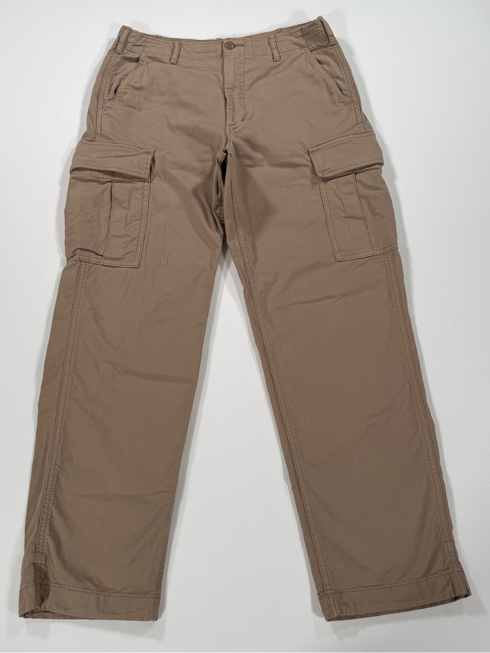 Uniqlo Mens Cargo Pants Size M Medium 30-33 Khaki Beige Drawstring Straight Leg